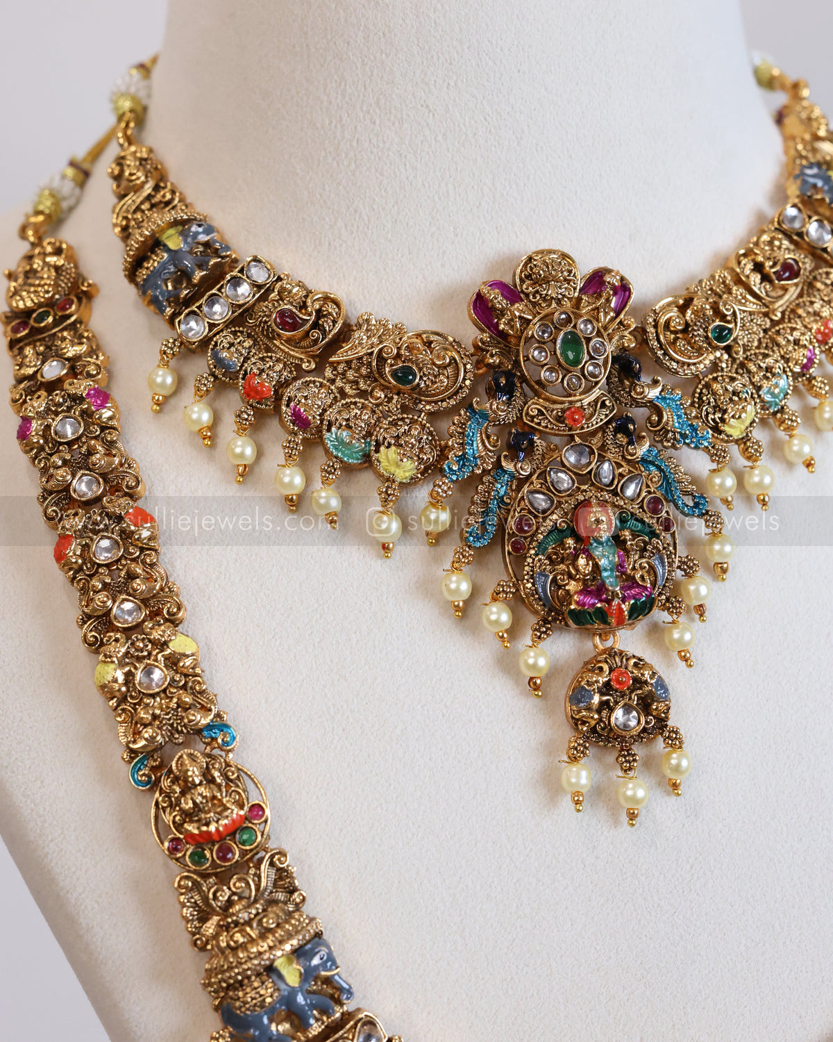 850 - Sullie Basic - Lakshmi Coin Meenakari Design Bridal Combo ( 3 piece )