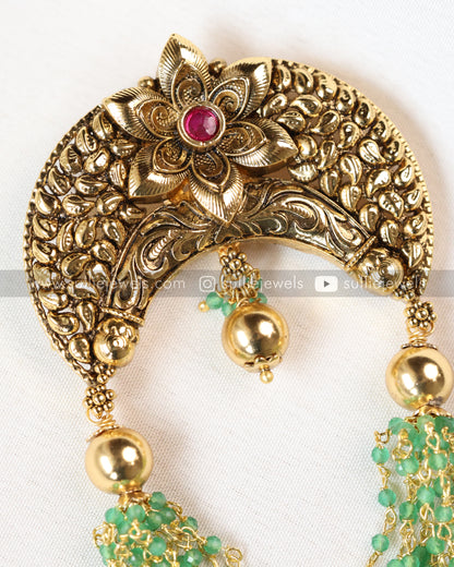 Floral Mint Pearl Beads Hair Brooch - No Idol