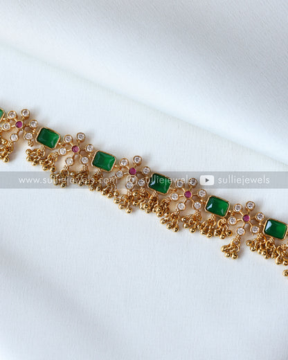 Stone & Flower Necklace with Earring