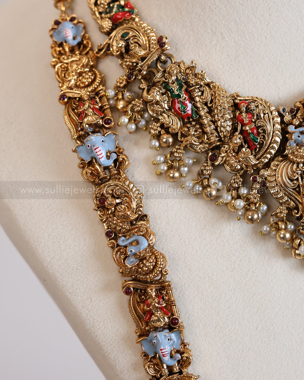 854 - Sullie Basic - Elephant Goddess  Meenakari Bridal Combo ( 3 piece )