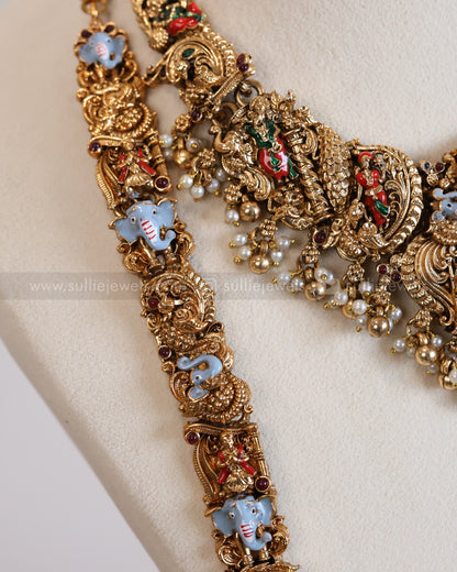 854 - Sullie Basic - Elephant Goddess  Meenakari Bridal Combo ( 3 piece )
