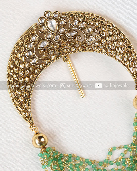 Mint Pearl Beads Hair Brooch - No Idol - White