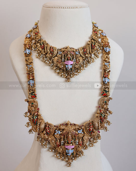 854 - Sullie Basic - Elephant Goddess  Meenakari Bridal Combo ( 3 piece )
