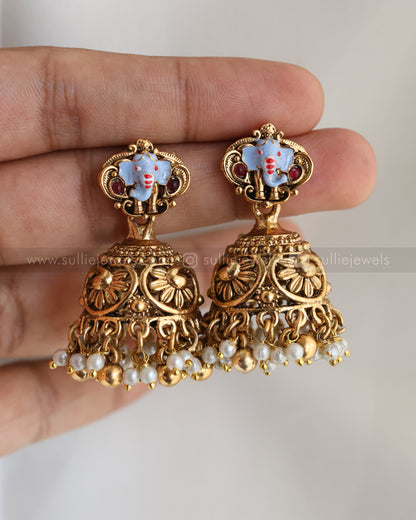 854 - Sullie Basic - Elephant Goddess  Meenakari Bridal Combo ( 3 piece )
