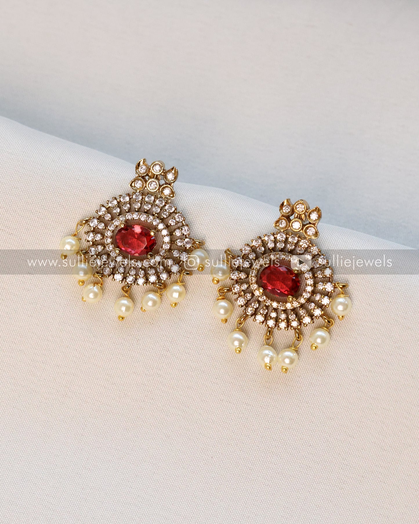 Ruby Centre Stone Necklace / Choker with Stud