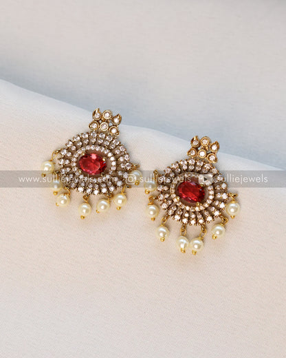 Ruby Centre Stone Necklace / Choker with Stud
