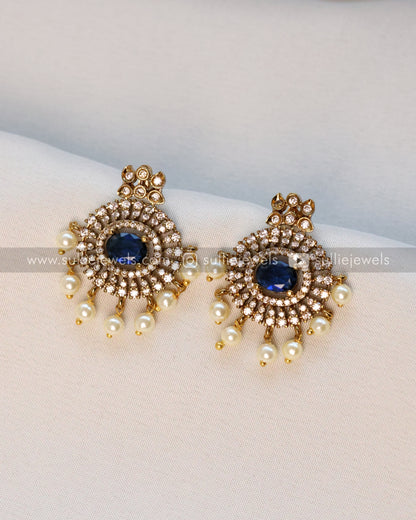 Blue Centre Stone Necklace / Choker with Stud