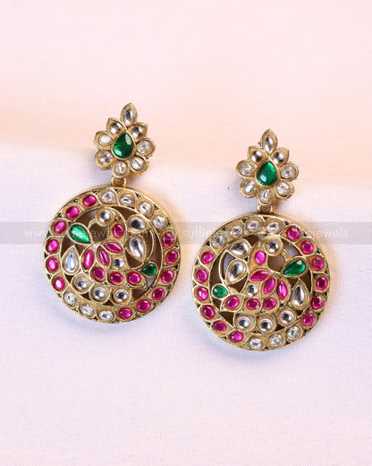 3954 - Kundan Stone Premium Peacock Design Necklace with Earring