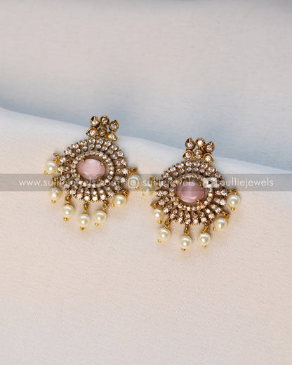 Pastel Pink Centre Stone Necklace / Choker with Stud