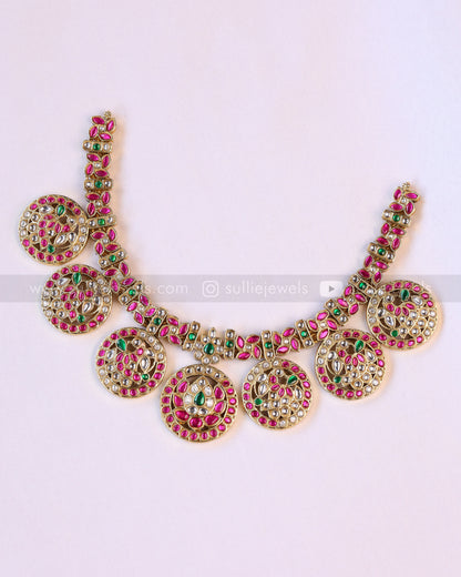 3954 - Kundan Stone Premium Peacock Design Necklace with Earring