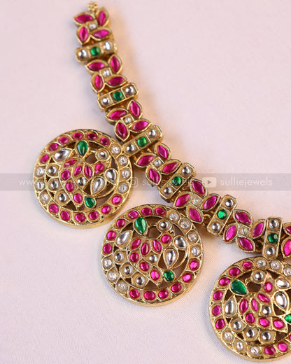3954 - Kundan Stone Premium Peacock Design Necklace with Earring