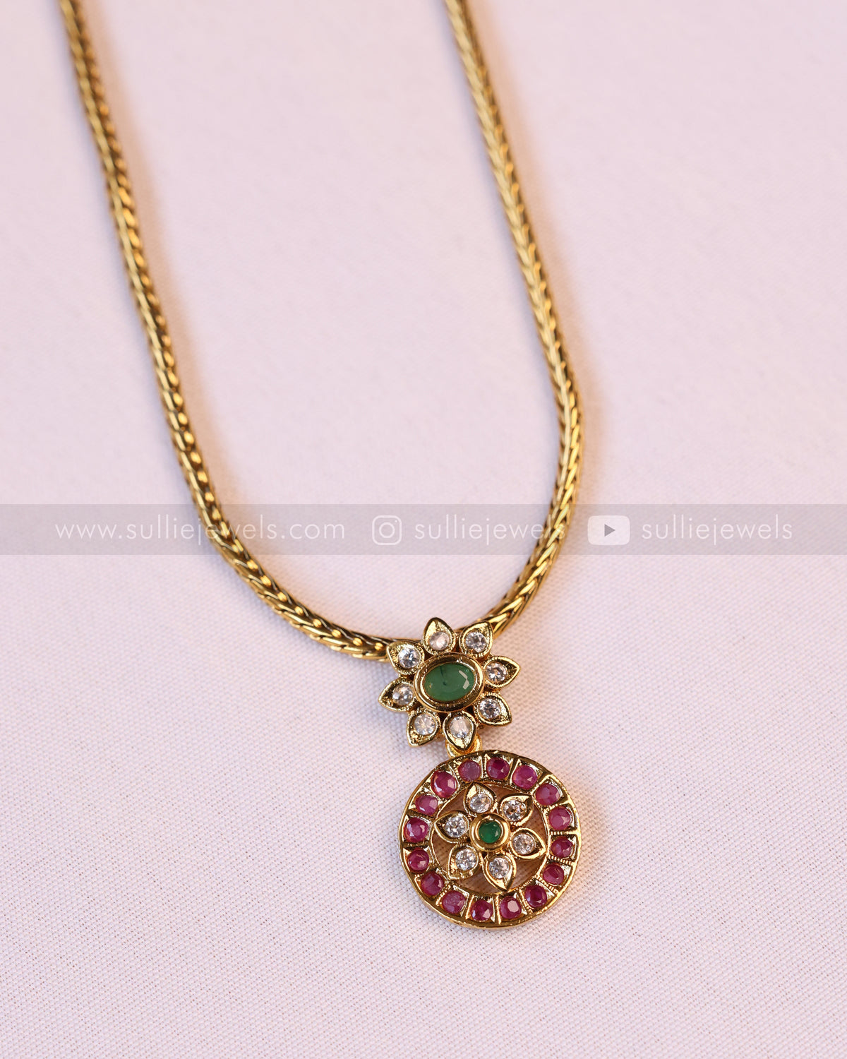 2177 - Multicolour Stone Attigai Choker with Stud