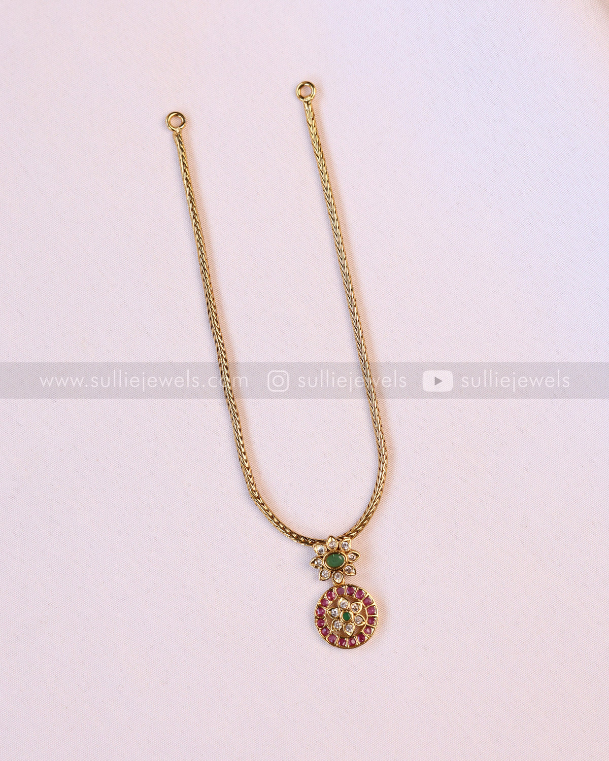 2177 - Multicolour Stone Attigai Choker with Stud