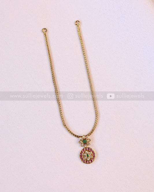 2177 - Multicolour Stone Attigai Choker with Stud