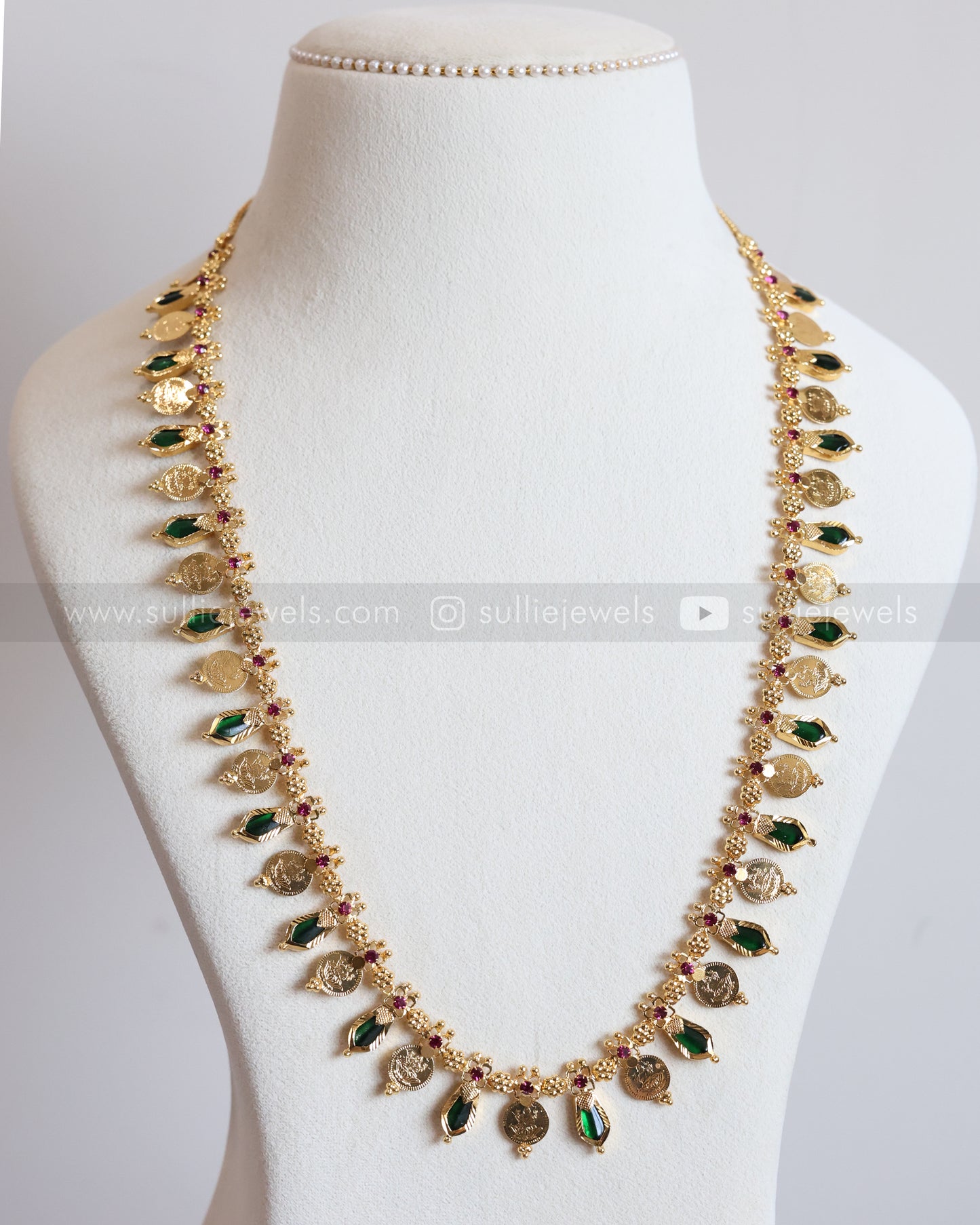 7176 - Gold Plated Coin Nagapadam Palakka Long Chain