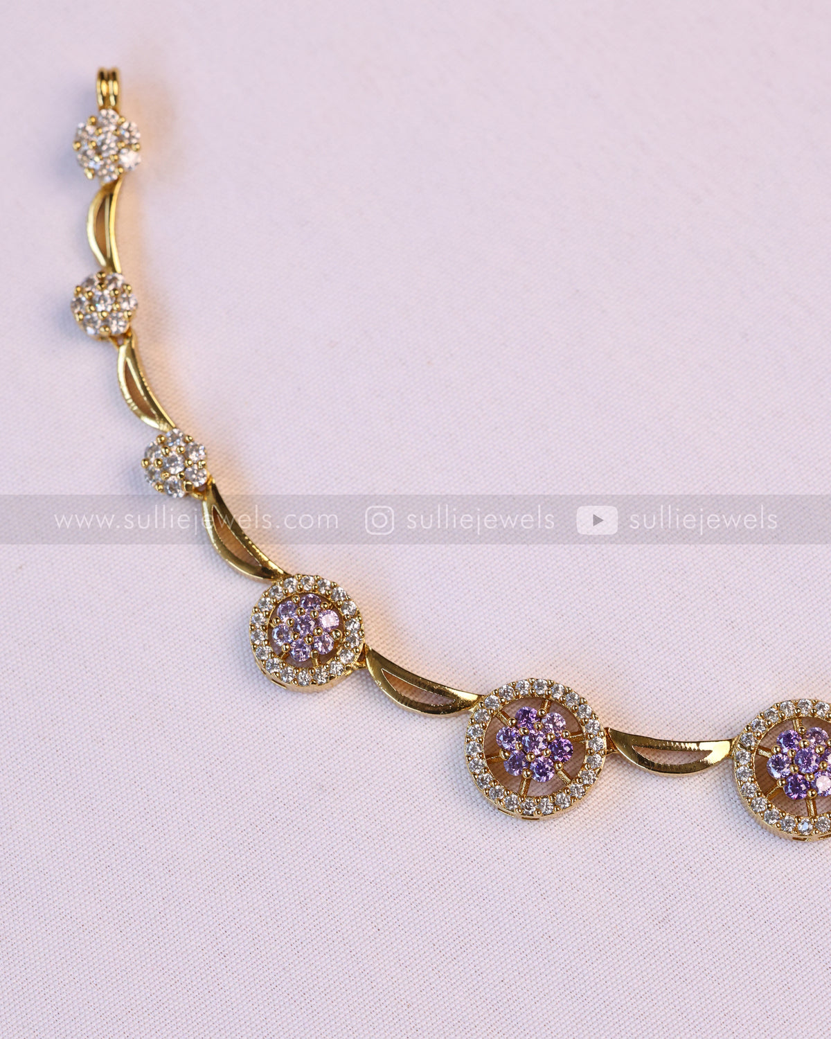 3935 - Minimal Flower AD Lavender Necklace with Earring