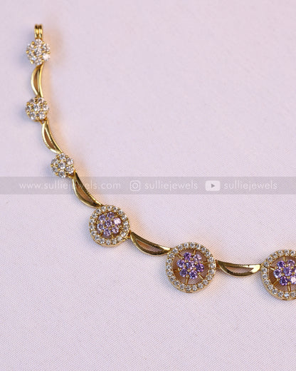 3935 - Minimal Flower AD Lavender Necklace with Earring