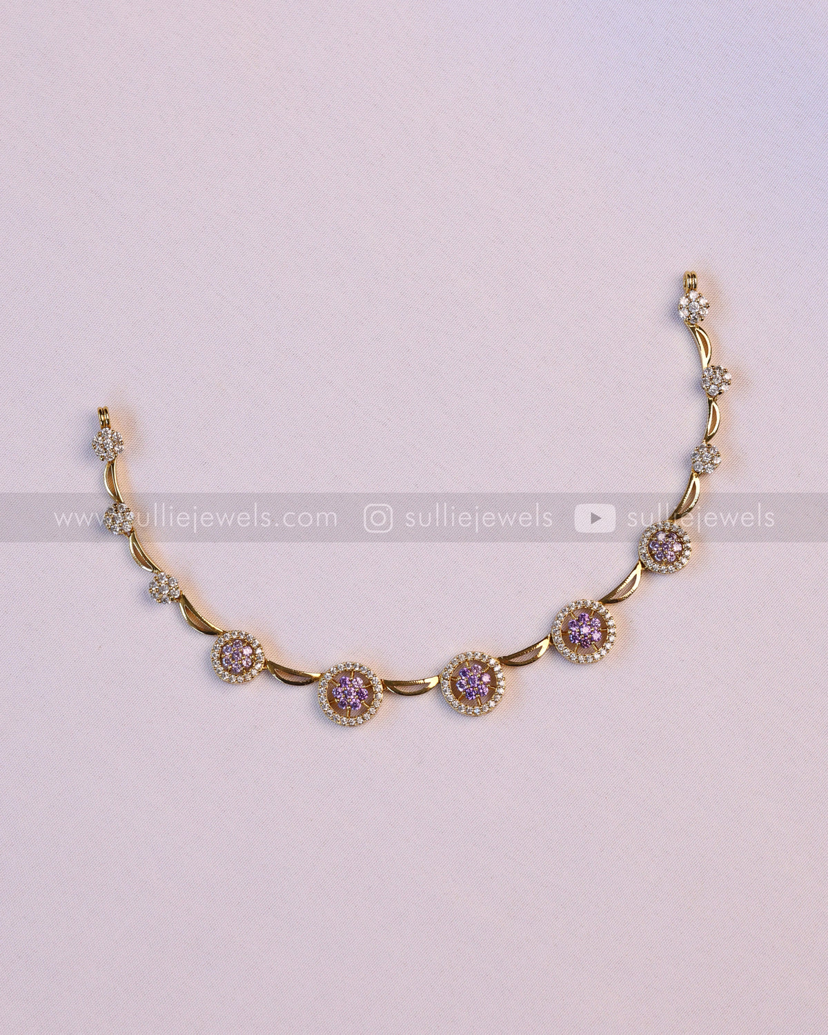 3935 - Minimal Flower AD Lavender Necklace with Earring