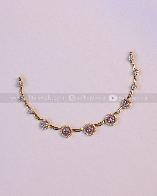 3935 - Minimal Flower AD Lavender Necklace with Earring