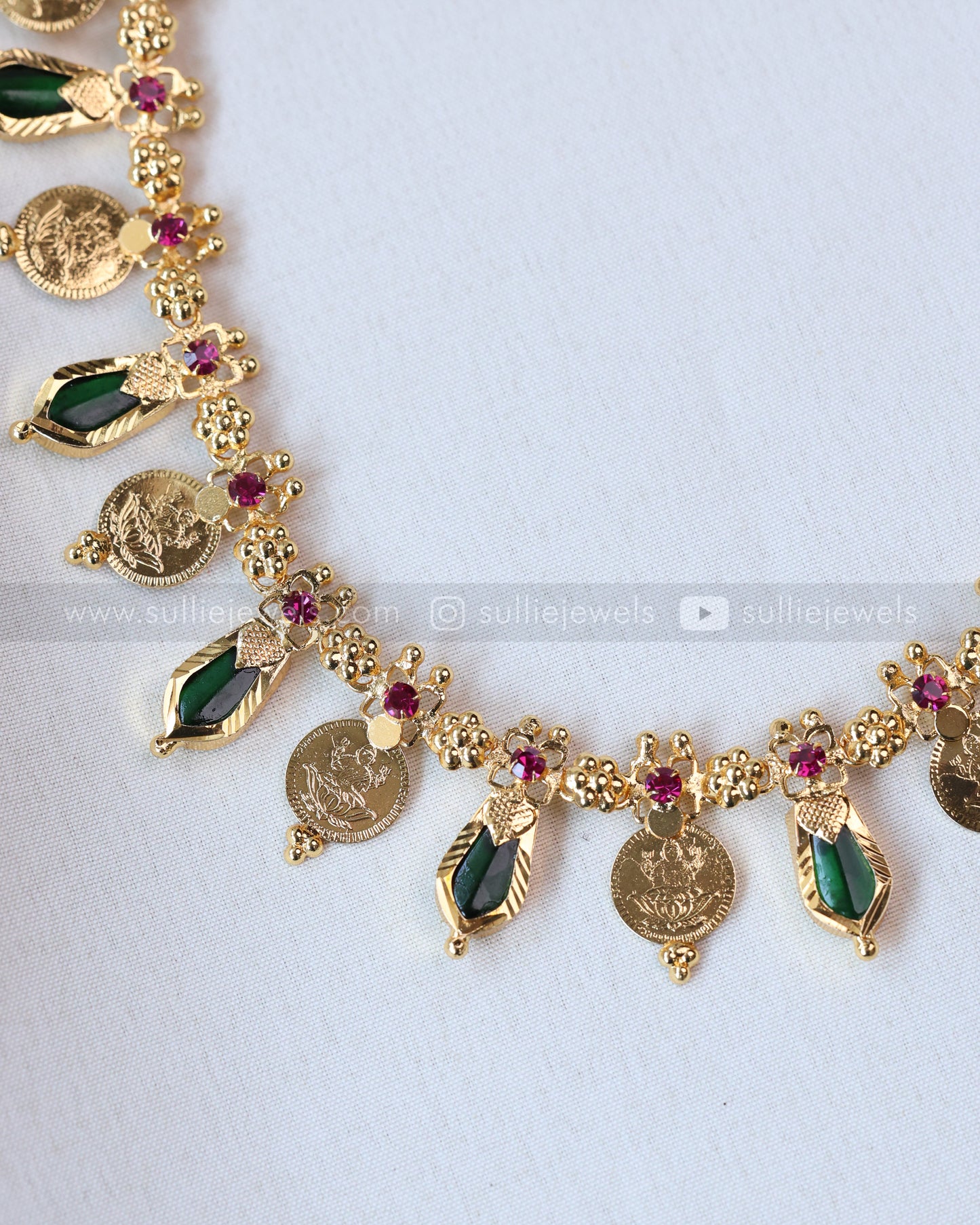 7176 - Gold Plated Coin Nagapadam Palakka Long Chain
