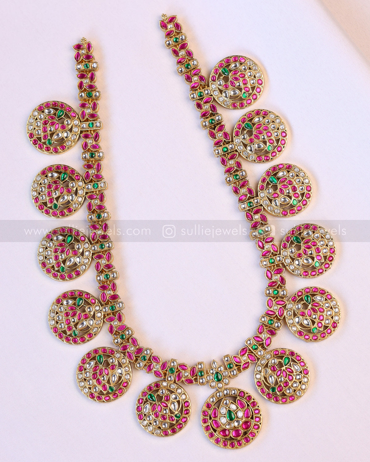 7219 - Kundan Stone Premium Peacock Design Haaram / Long Chain with Earring