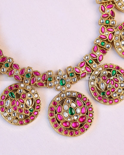 3954 - Kundan Stone Premium Peacock Design Necklace with Earring
