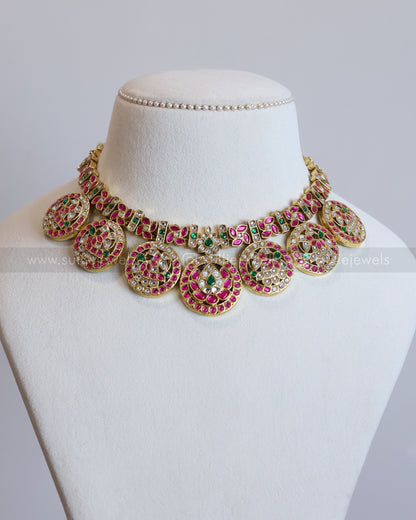 3954 - Kundan Stone Premium Peacock Design Necklace with Earring