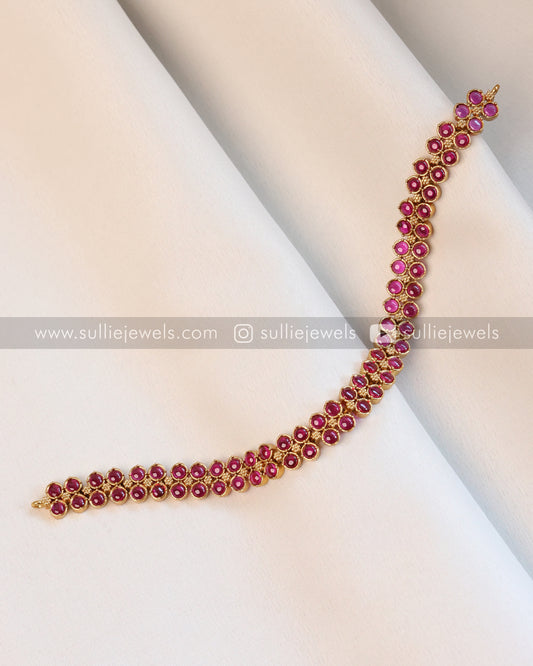 Ruby Stone 2 Layer Necklace with Stud