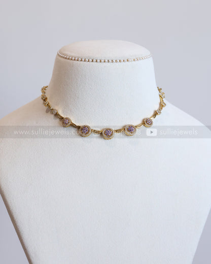 3935 - Minimal Flower AD Lavender Necklace with Earring