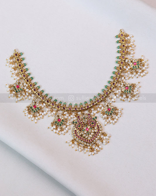 3673 - No Idol Kemp Guttapusalu Necklace with Jhumka
