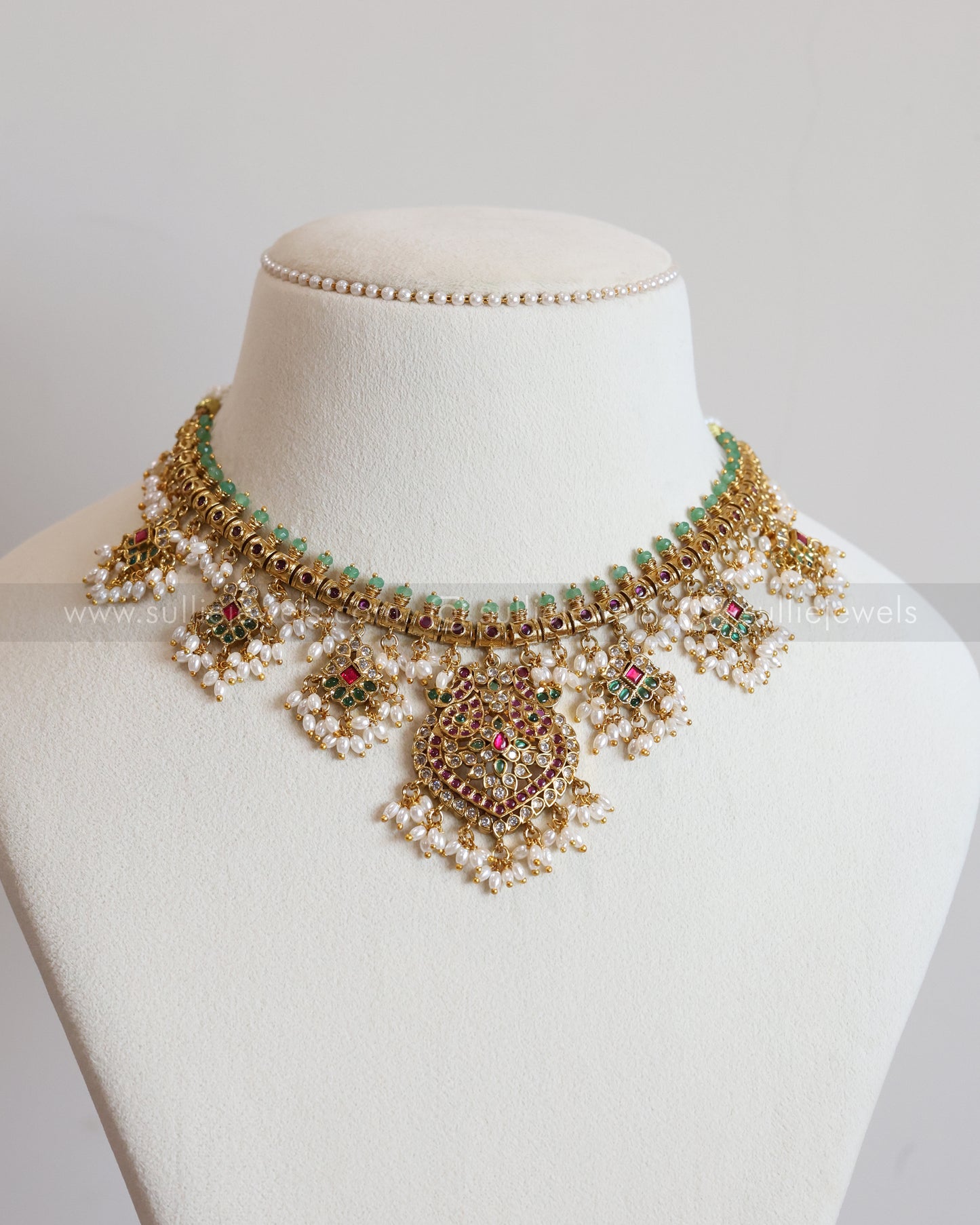 3673 - No Idol Kemp Guttapusalu Necklace with Jhumka