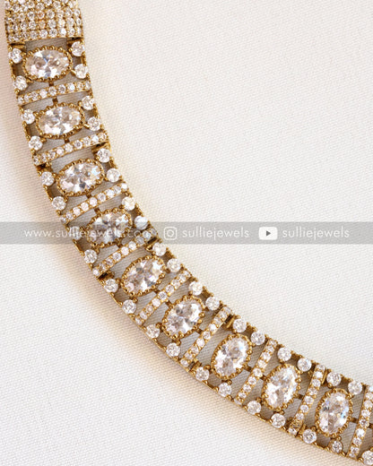 AD Stone Emerald Necklace with Stud