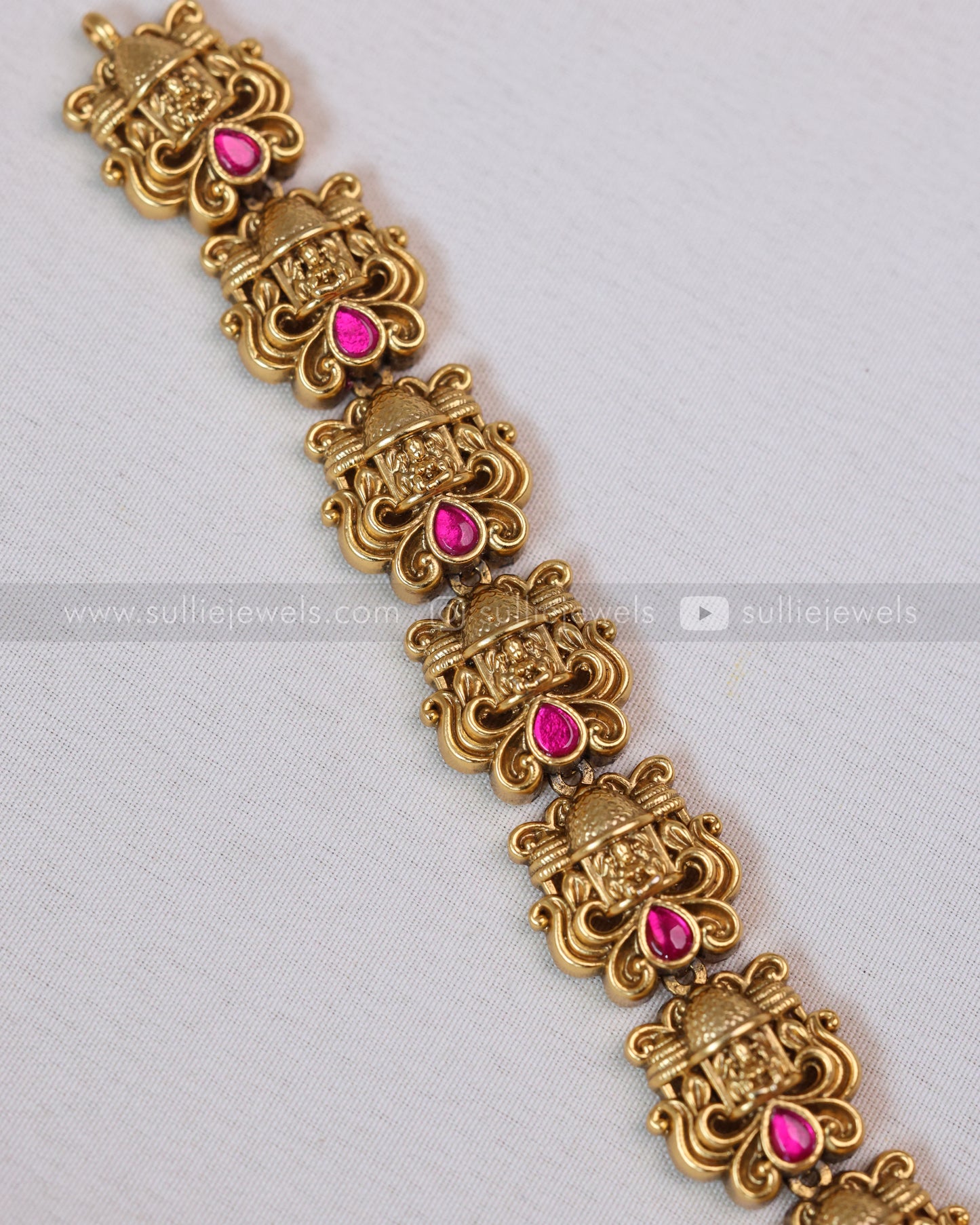7158 - Lakshmi Premium Jadau Long Chain/Haaram with Jhumka - Mint Beads