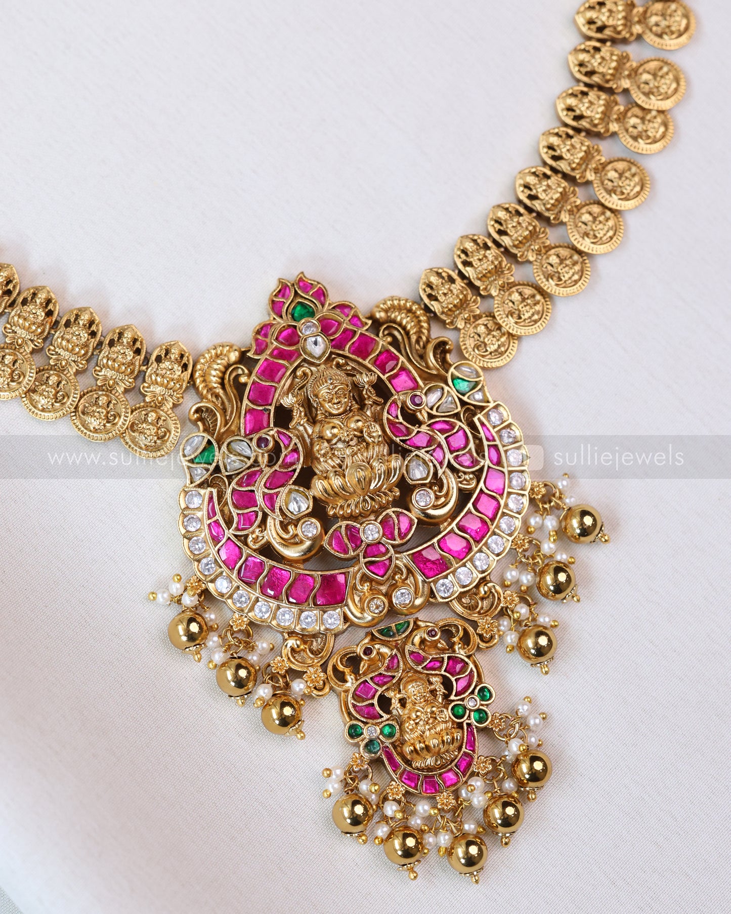 3661 - Premium Jadau Lakshmi Coin Necklace with Earring