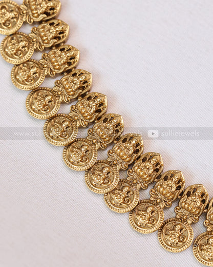 3661 - Premium Jadau Lakshmi Coin Necklace with Earring