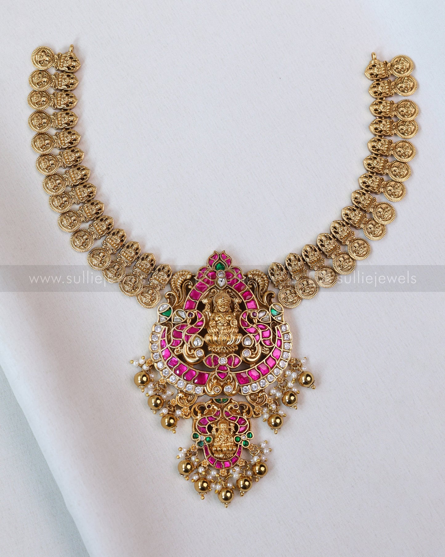 3661 - Premium Jadau Lakshmi Coin Necklace with Earring