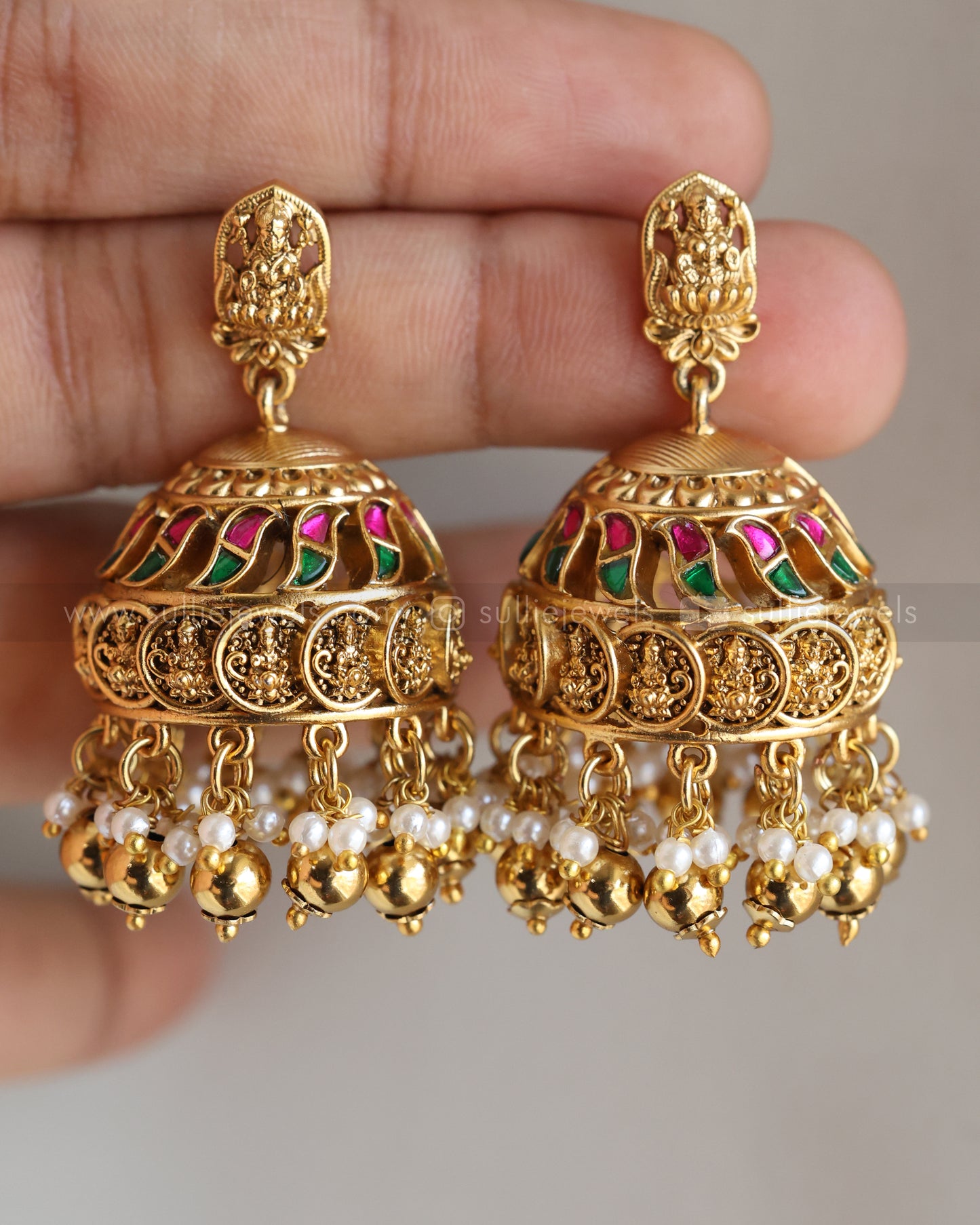 3661 - Premium Jadau Lakshmi Coin Necklace with Earring