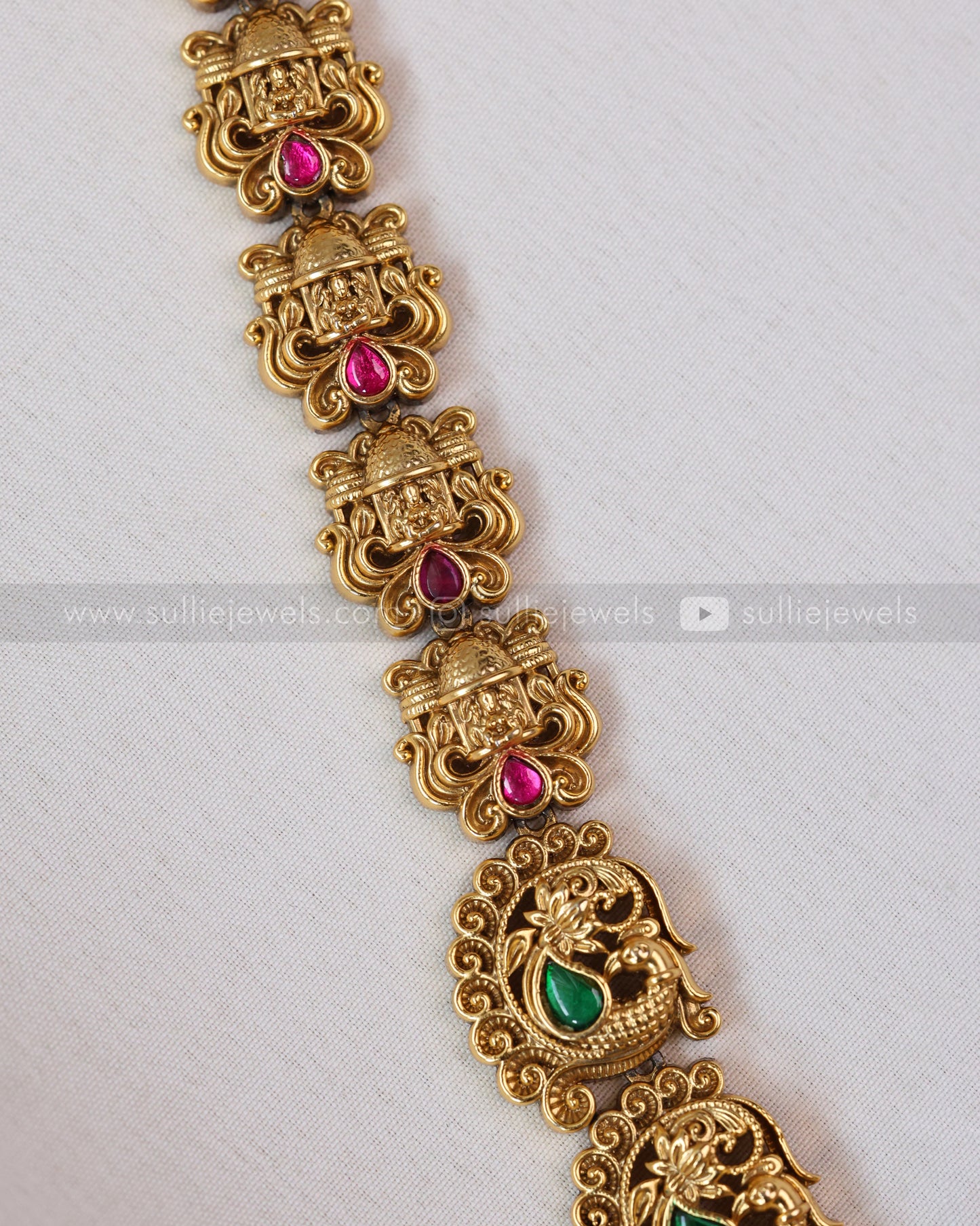 7157 - Lakshmi Premium Jadau Long Chain/Haaram with Jhumka - Gold Beads