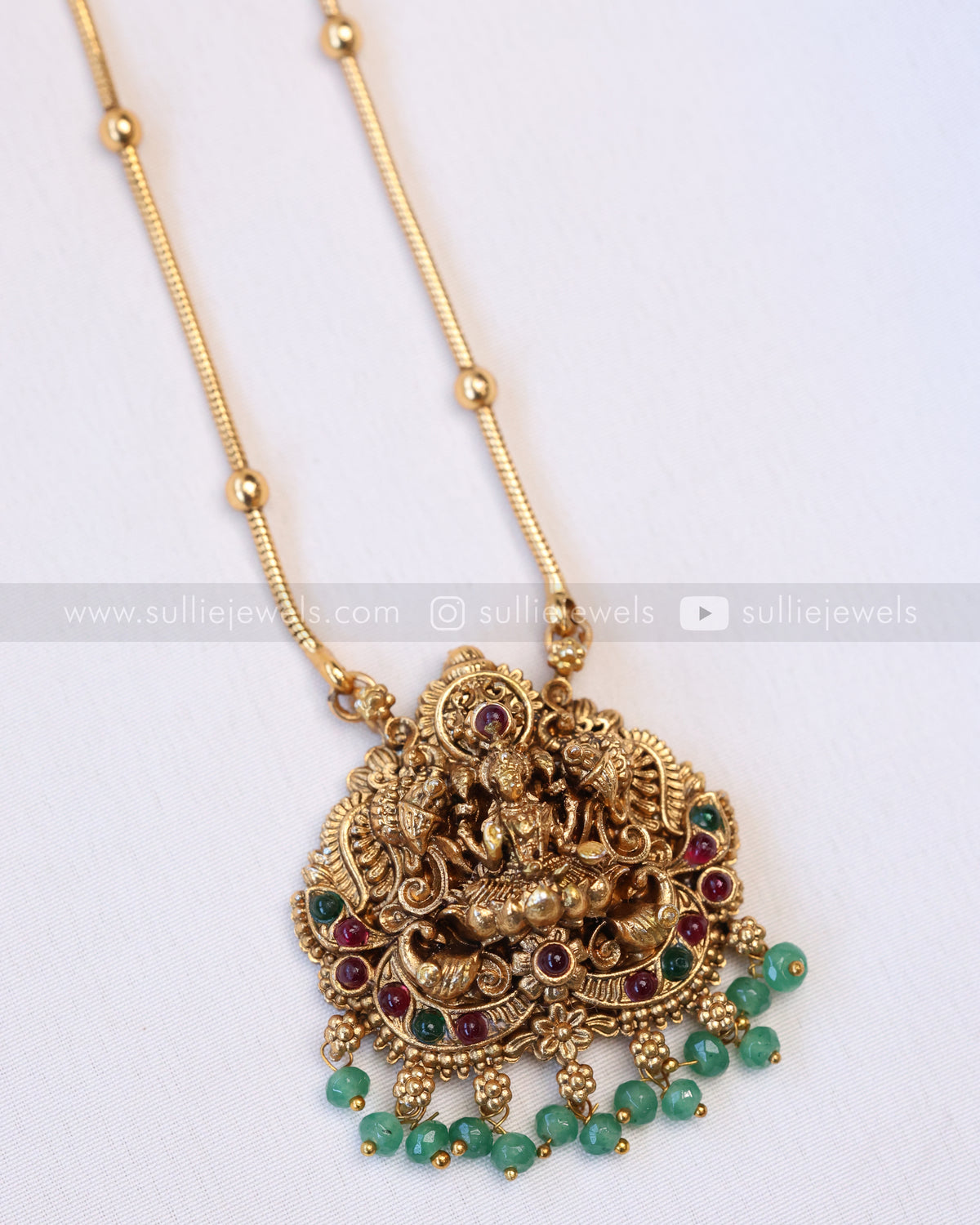 6047 - Sullie Basic - Goddess Gold Beaded Snake Chain Pendant with Stud