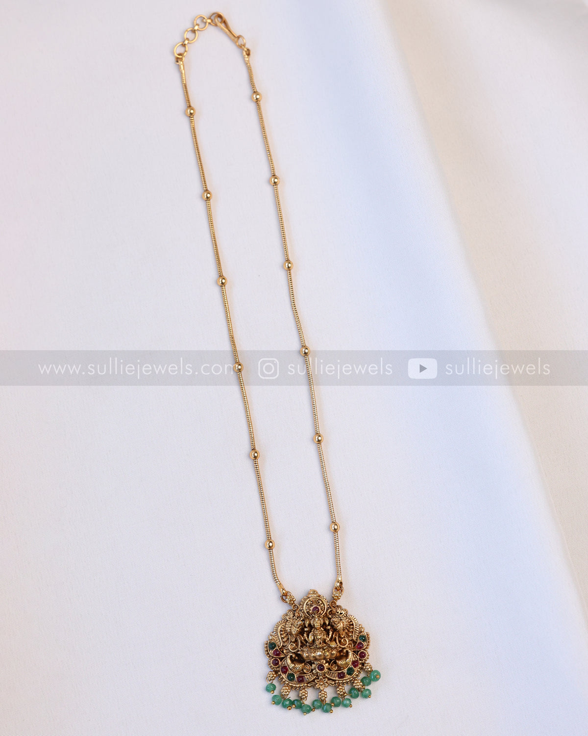 6047 - Sullie Basic - Goddess Gold Beaded Snake Chain Pendant with Stud