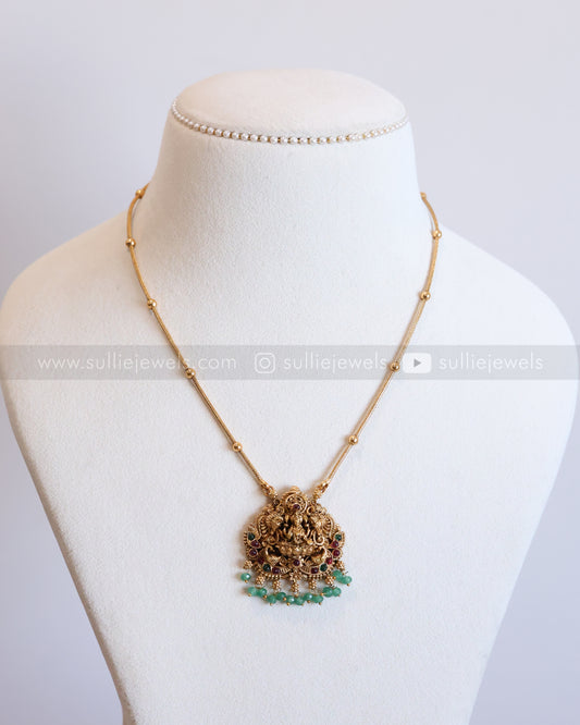 6047 - Sullie Basic - Goddess Gold Beaded Snake Chain Pendant with Stud