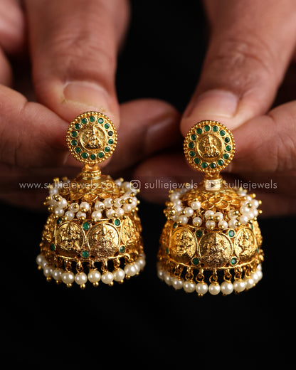 Premium Lakshmi Coin Guttapusalu Necklace with Jhumkas