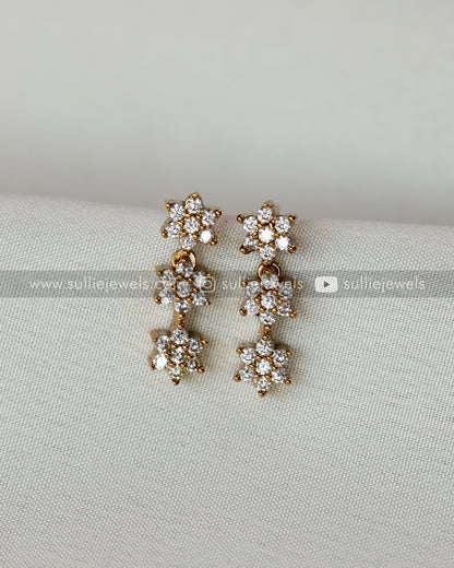 Minimal Diamond Flower Necklace with Earring