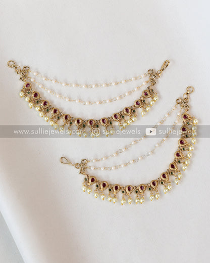 Ruby & Gold with Pearl Earchain