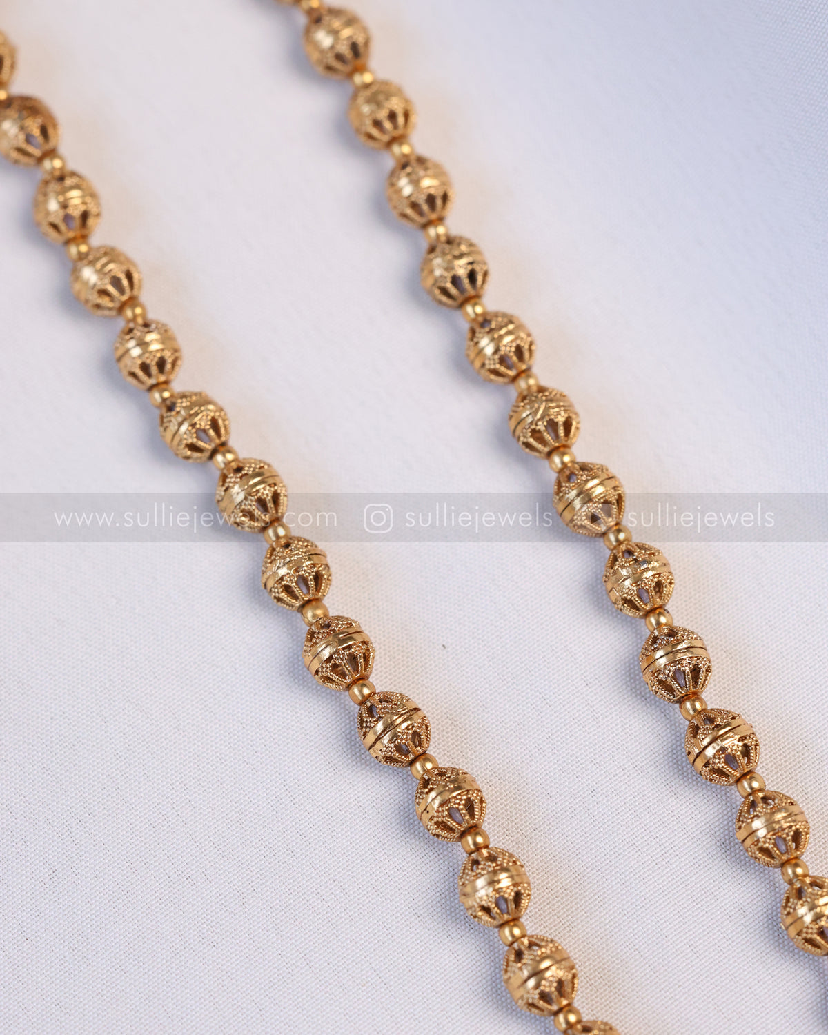 6044 - Sullie Basic - Gold Chandbali Floral Gold Beads Pendant with Jhumka