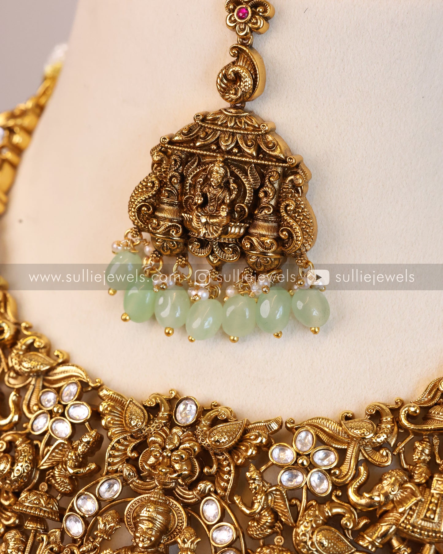 Premium Lakshmi Onyx Mint Beads Bridal Combo ( 6 piece )