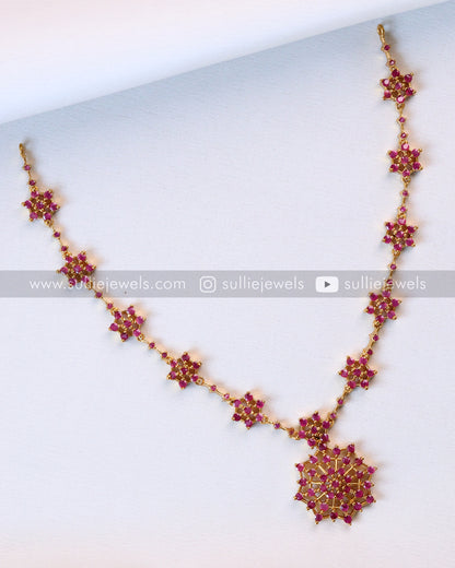 Ruby Diamond Web Necklace with Earring
