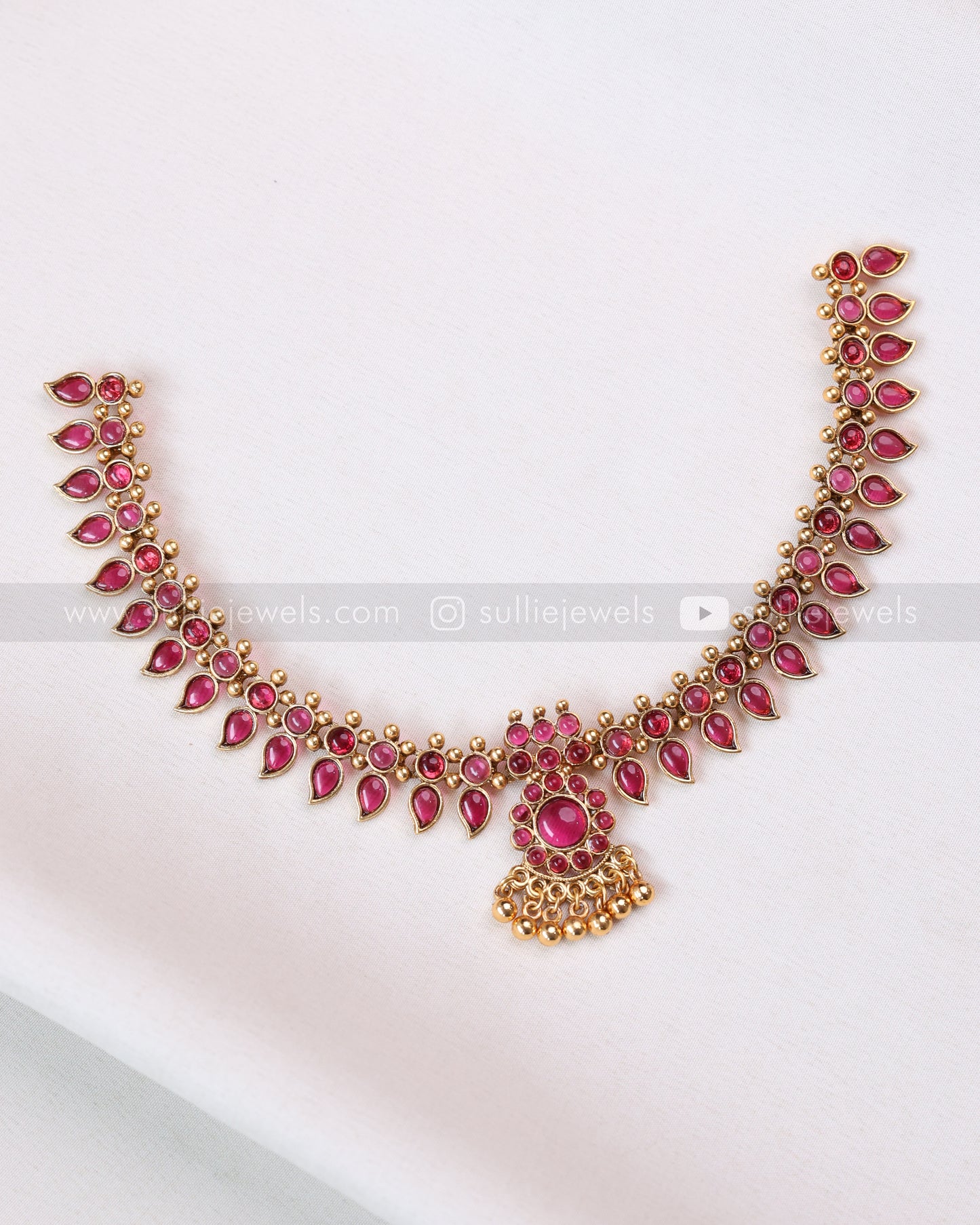 3778 - Sullie Basic Ruby Palakka Mango Necklace with Stud