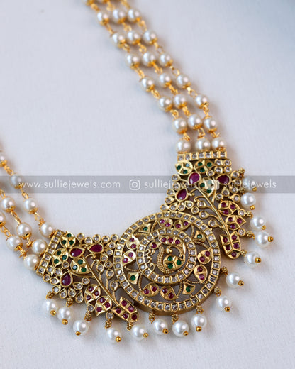 Peacock Pearl Haram / Long Chain with Jhumkas