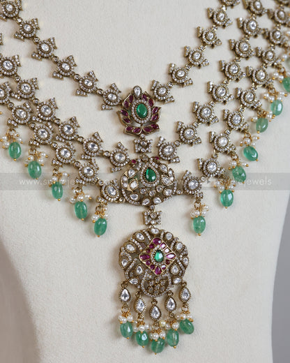 Premium Victorian & Jadau Mint Beads Bridal Combo ( 3 piece )
